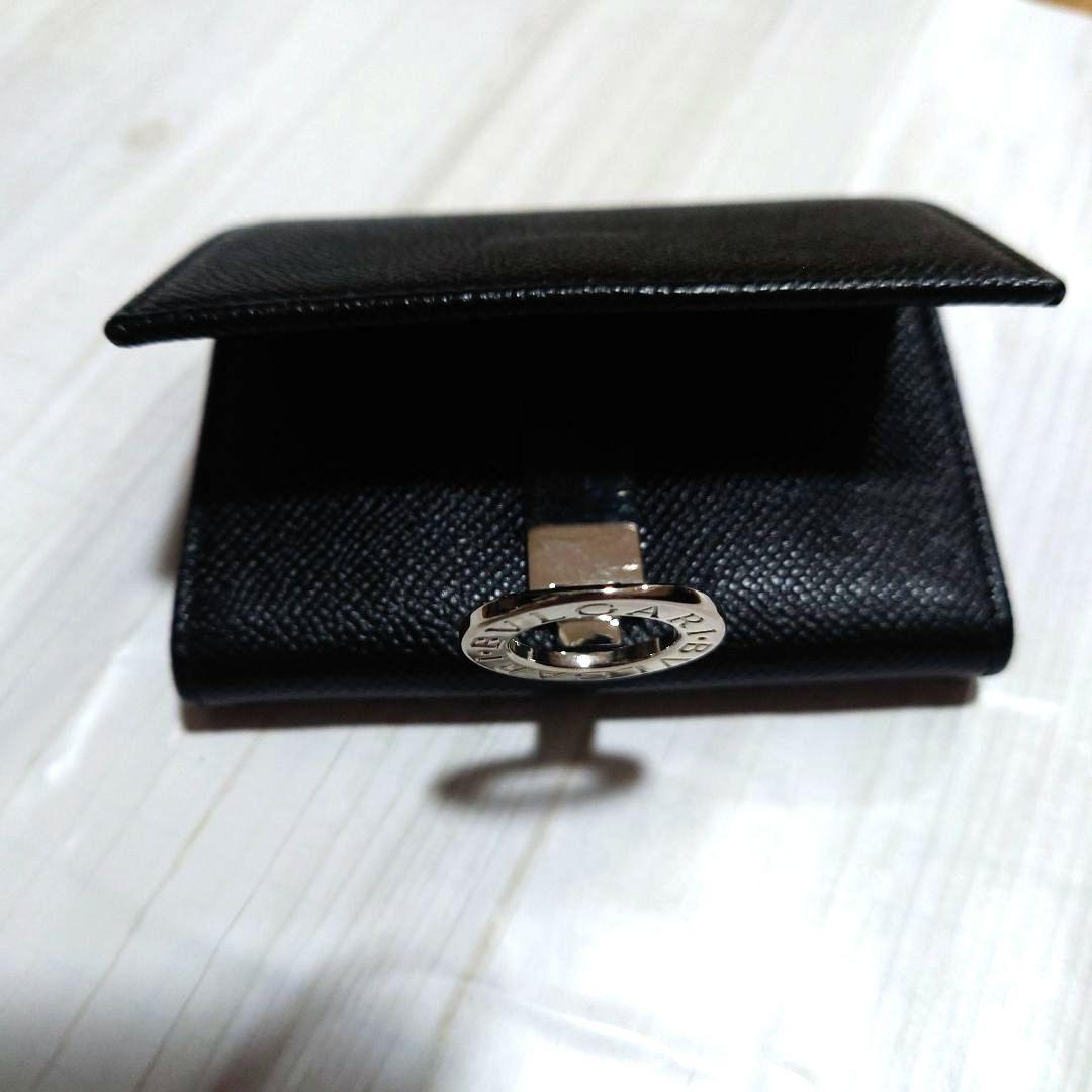 ブルガリ 名刺入れ カードケース ロゴクリップ レザー ブラック ビジネス