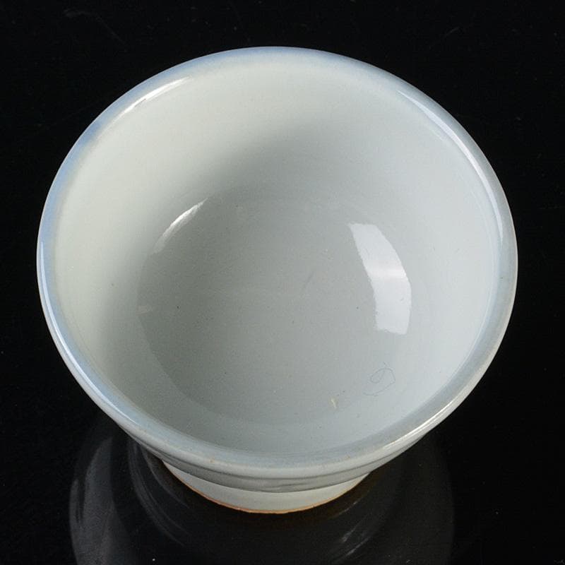 平安　三浦竹泉造　白磁　漢詩文　盃　坂田習軒題並署　共箱　V　6488