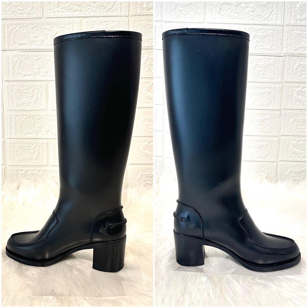 未使用級✨フェラガモ ガンチーニ レインブーツ ロング イタリア製 ブラック