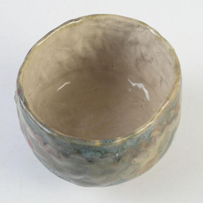 茶道具　琉球焼　壺屋焼　小橋川仁王造　茶碗　共箱　V　9832