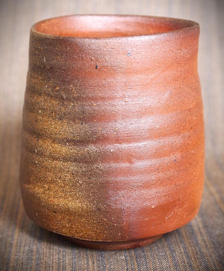 希少作★中村六郎★備前【窯変】湯呑★共箱・布・栞