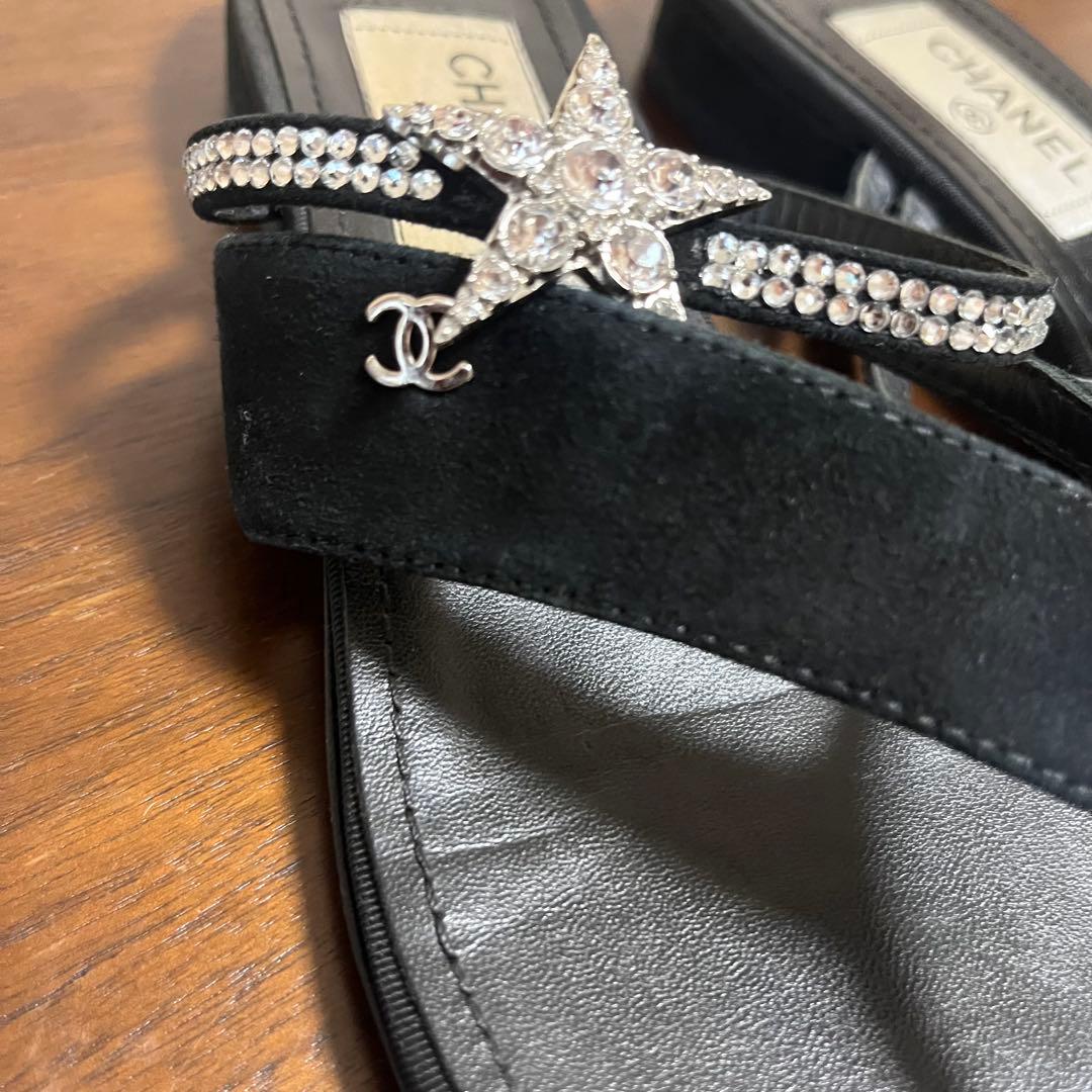 CHANEL シャネル コメット ラインストーン サンダル ミュール 37C