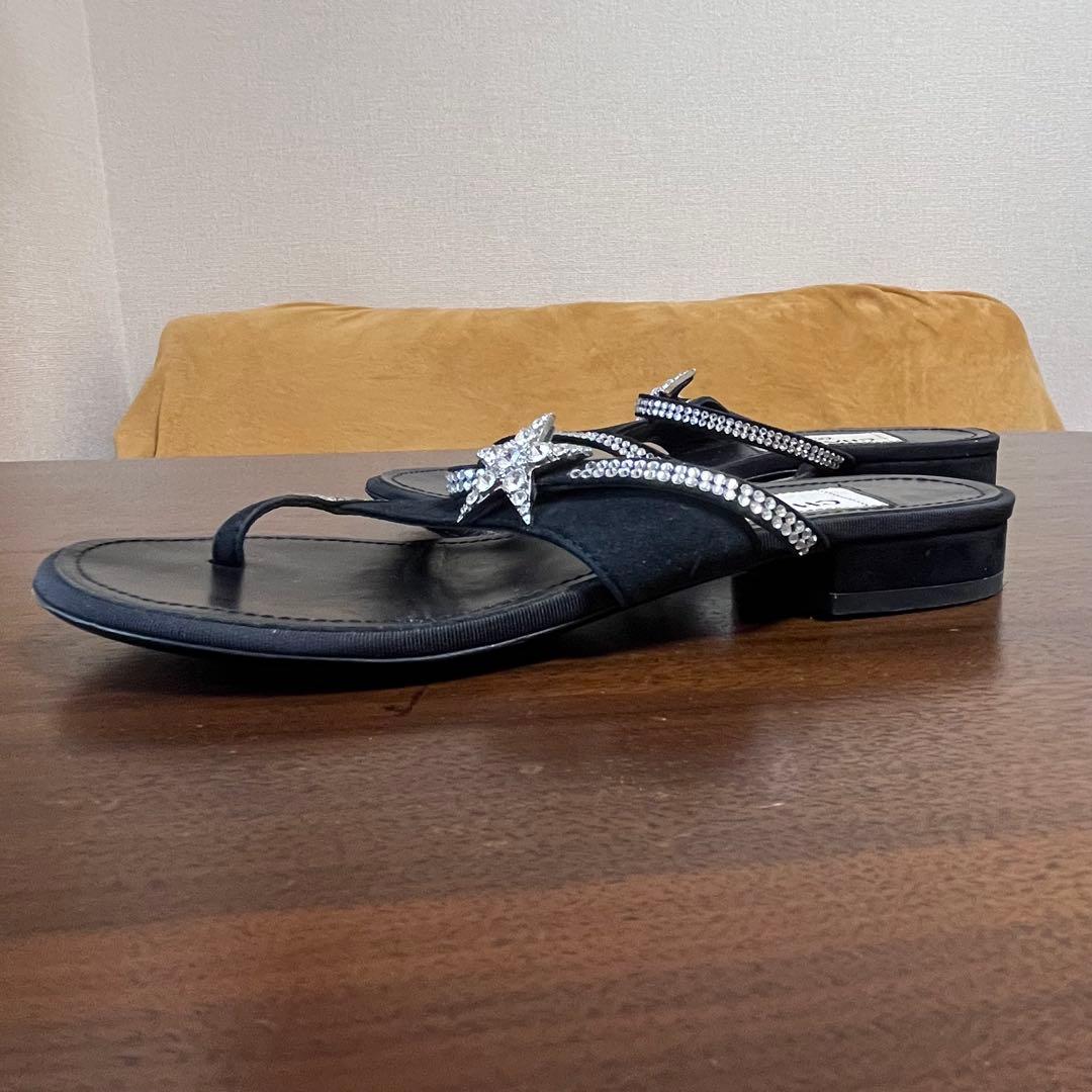 CHANEL シャネル コメット ラインストーン サンダル ミュール 37C