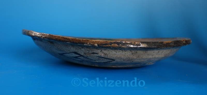 瀬戸焼　赤津焼　加藤春岱　織部　菓子鉢　共箱　古瀬戸　２５５１