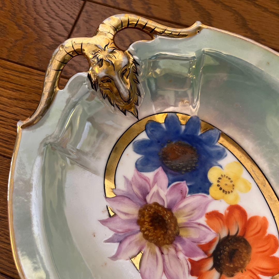 最終処超レアオールドノリタケ山羊持ち手フィギュア変形ボウルラスターM JAPAN