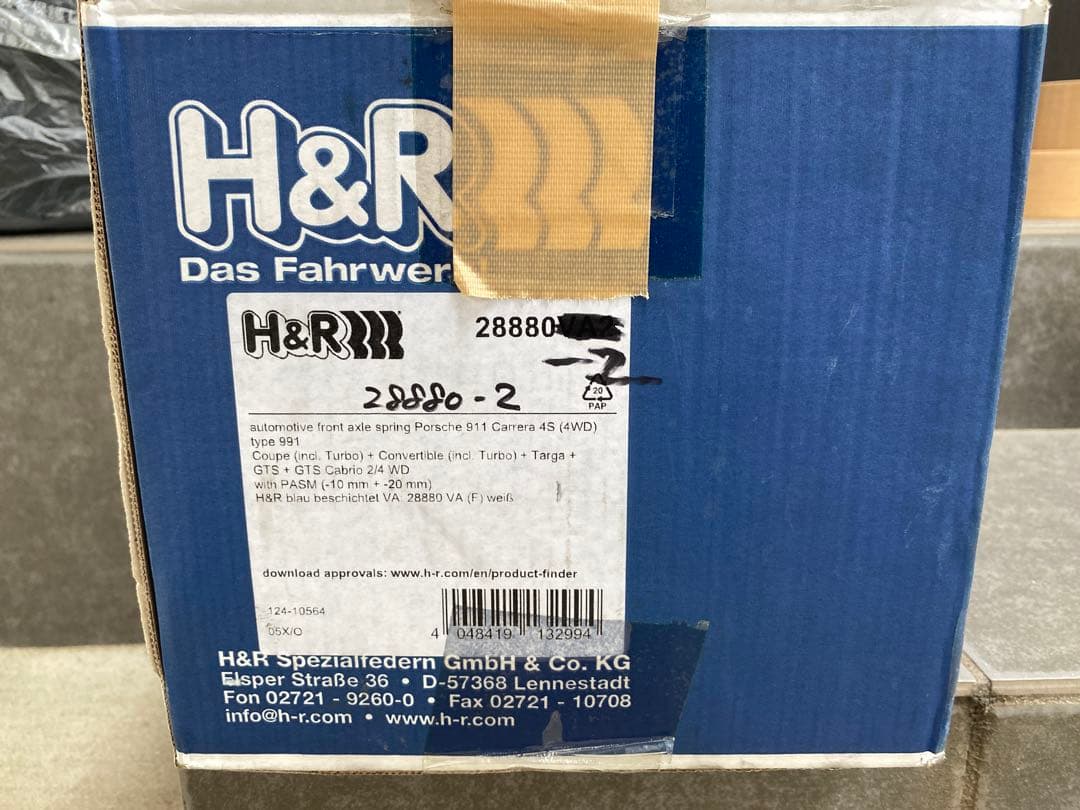 H&Rダウンサス ポルシェ 911カレラGTS 2WD/4WD　991モデル