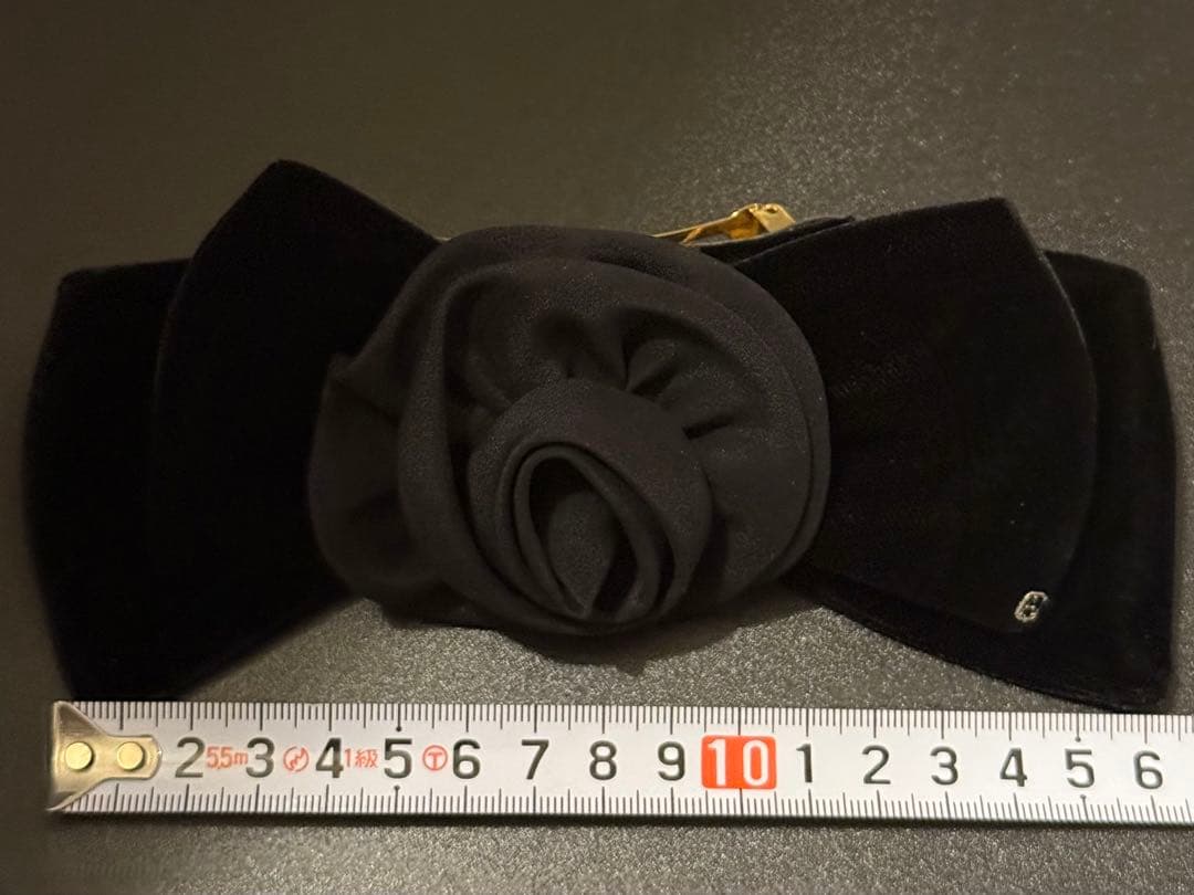 ALEXANDRE DE PARIS 黒ベロアリボンバレッタシルクカメリアアレク