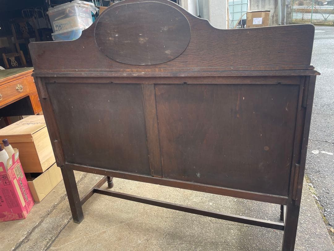 イギリス製 19世紀 アンティーク家具 ミラー付きキャビネット 店舗什器