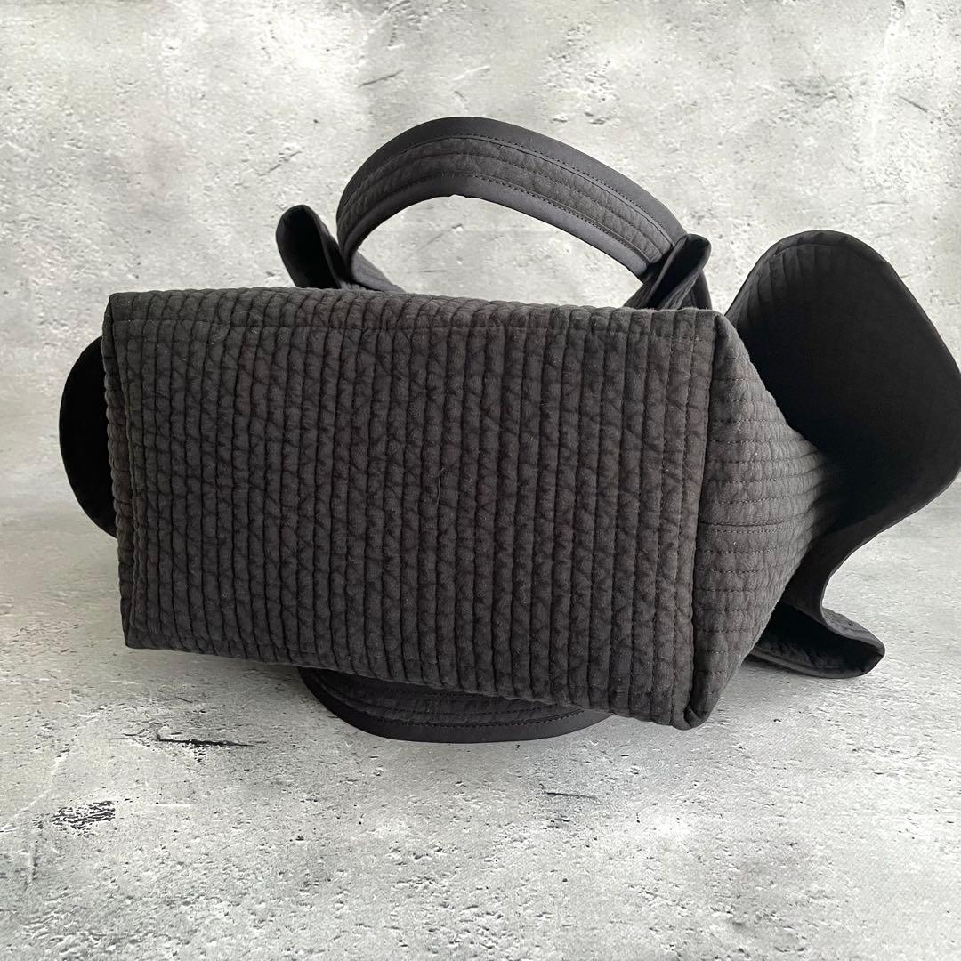 フリル付きヌビトートバッグ　2way ブラック　ヌビバッグ　ハンドメイド