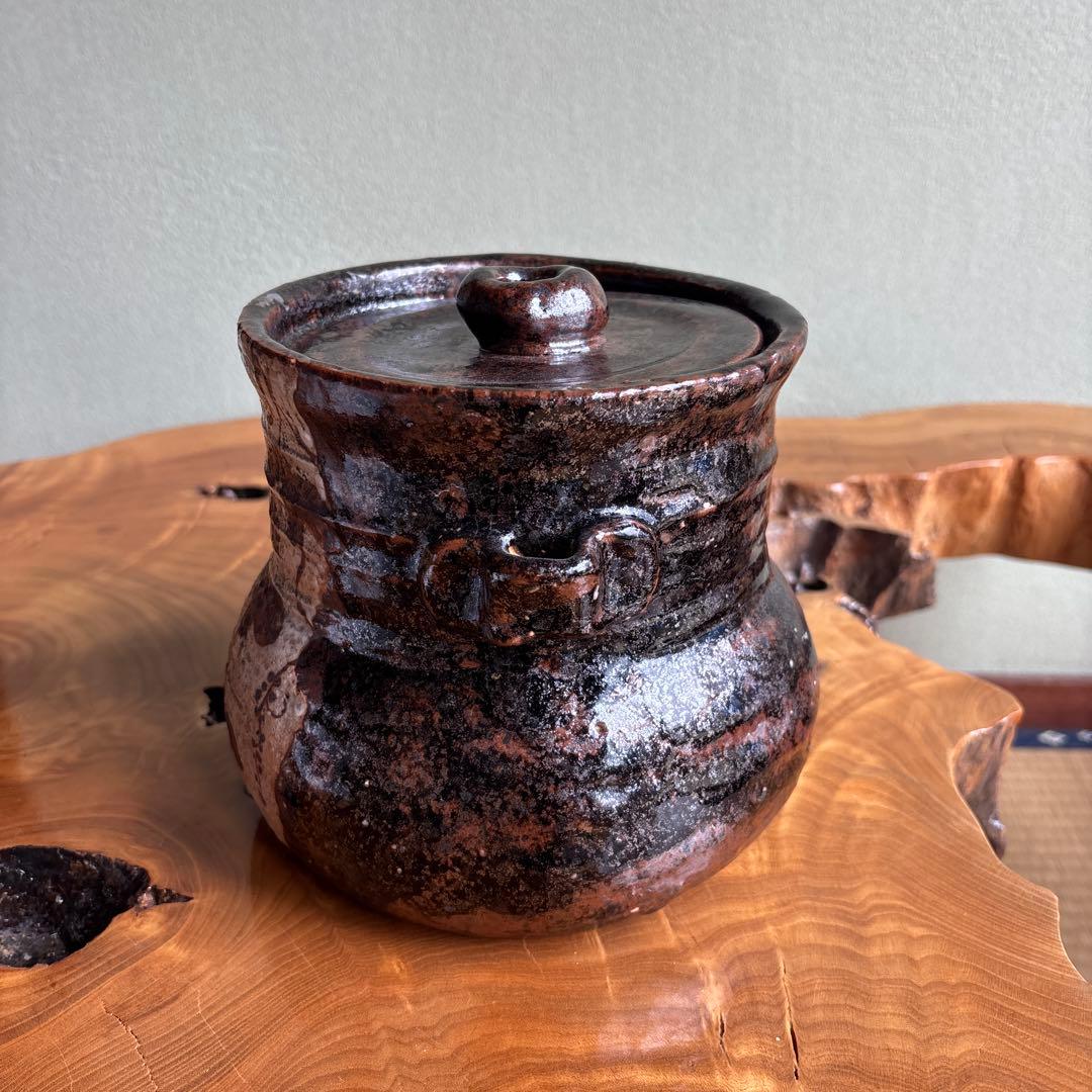 黒織部 織部焼 水指 茶道具 共箱