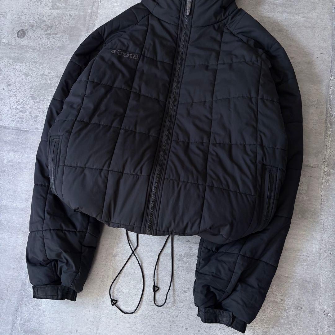00s Columbia フーデッド パフジャケット ドローコード y2k 黒