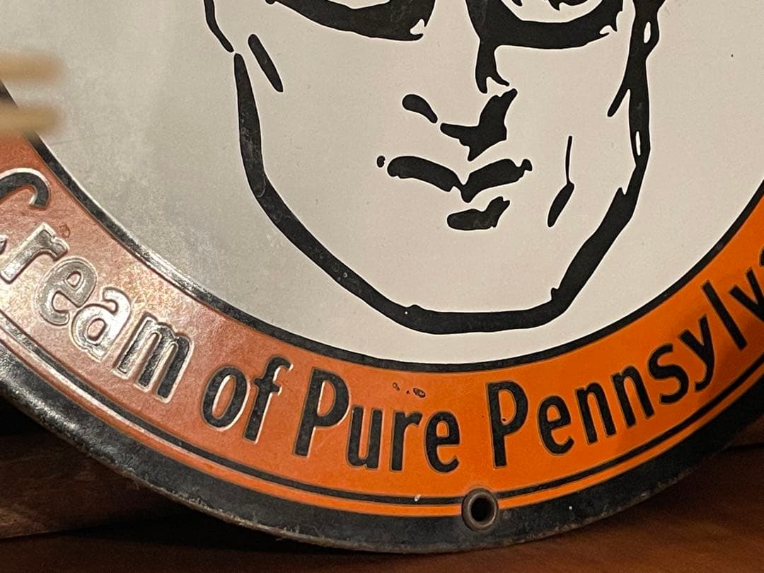 シ*ン様 40s USAビンテージ 琺瑯看板Oilzum モーターオイル広告プレ