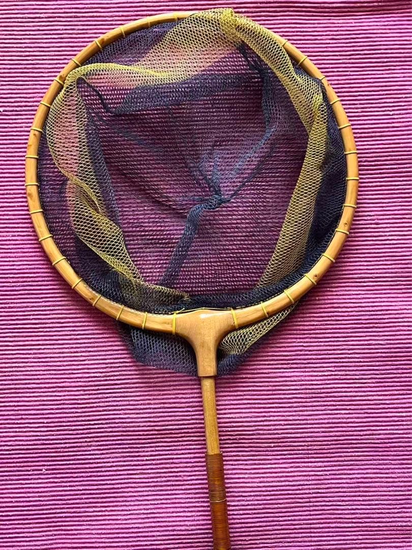 ヘラブナ釣りたも網 玉の柄と竿掛け(竹)