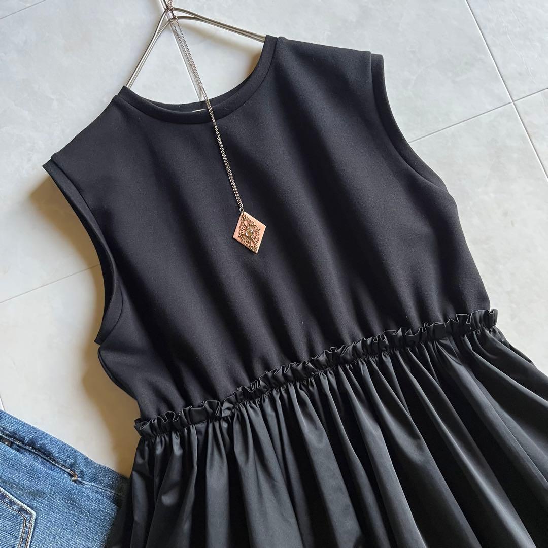 美品✨LE PHIL リモンタナイロンツイルティアードワンピース ブラック F