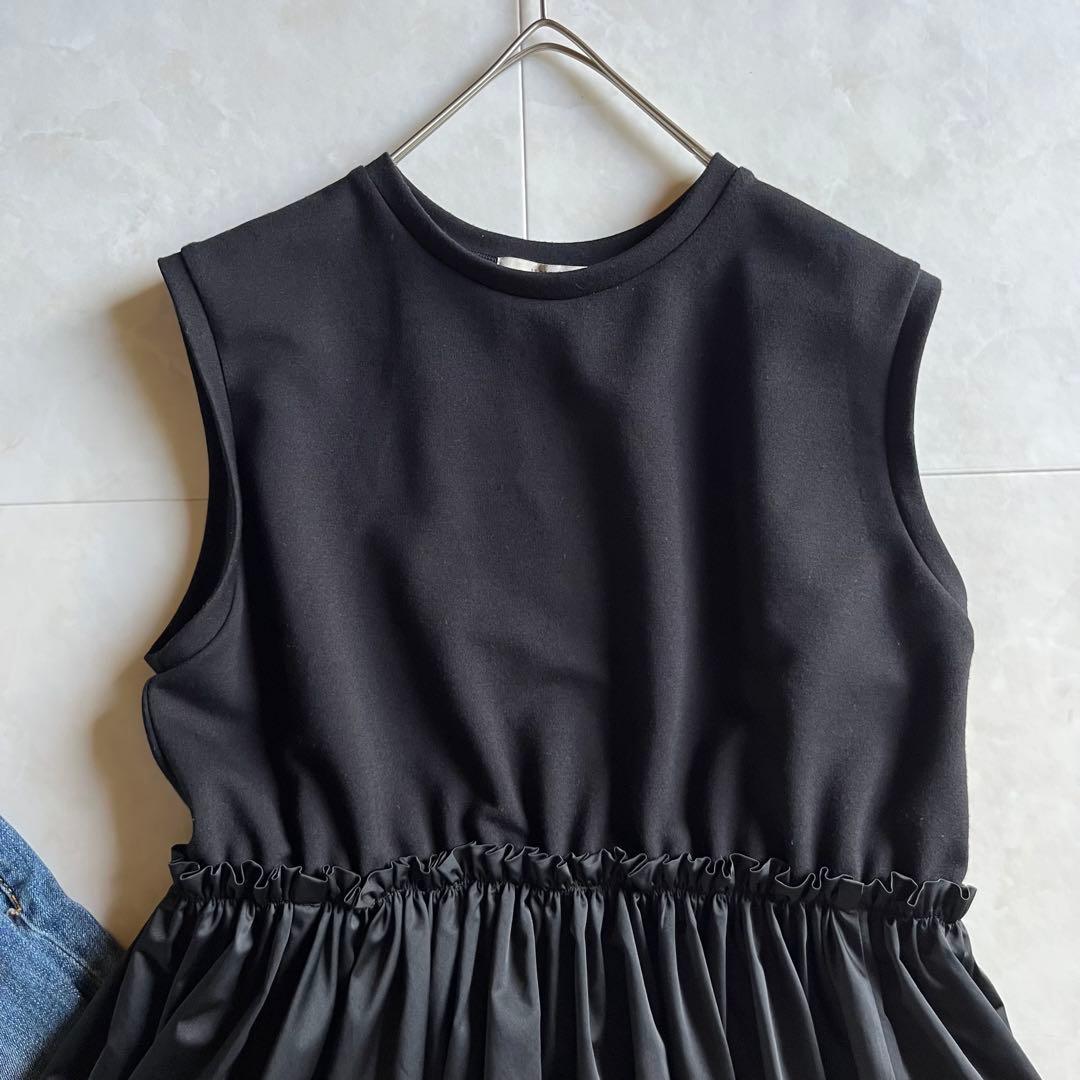 美品✨LE PHIL リモンタナイロンツイルティアードワンピース ブラック F