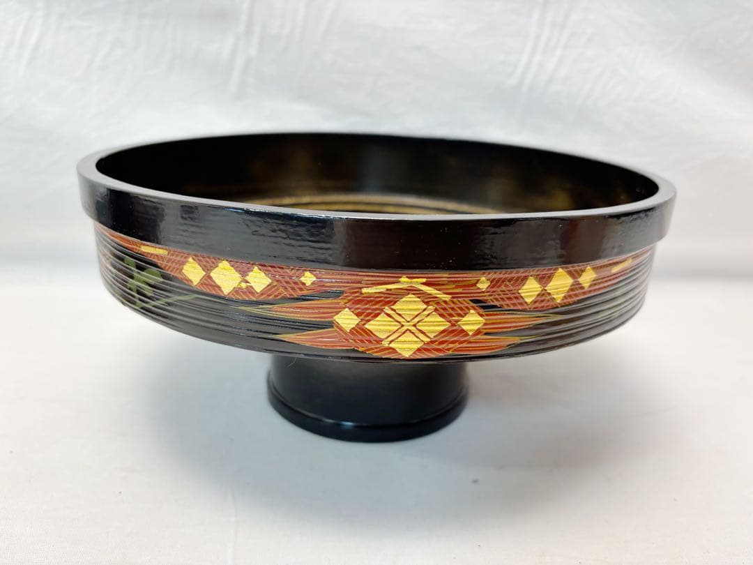 茶道具 今日庵好 柳菴 木製 渦蒔絵 獨楽 菓子器 高杯 2客組 おしゃれ