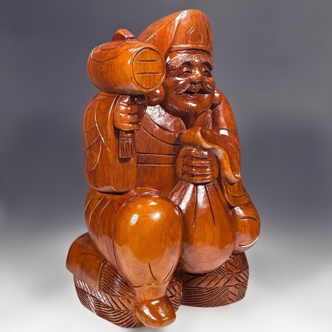 【木彫一刀彫】商売繁盛 『大黒天』単品 高さ45cm 置物