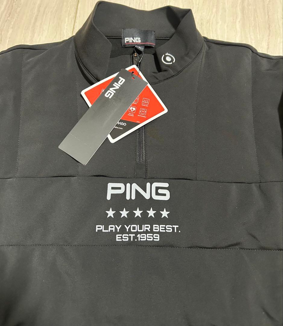 【新品・タグ付き】PING ハーフジップシャツ　ゴルフウェア　ブラック　Lサイズ