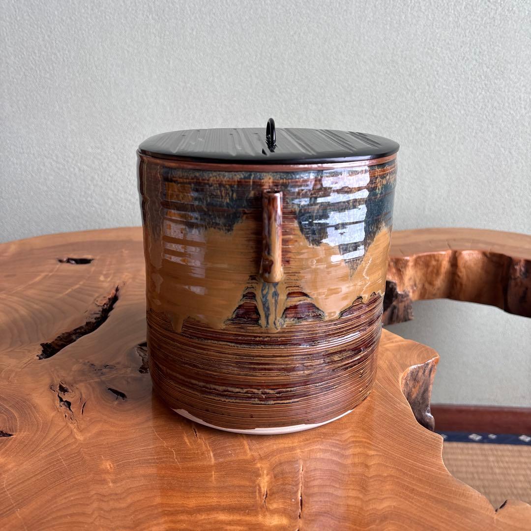 高取焼 亀井楽山 管耳水指 茶道具 共箱【28万円購入】