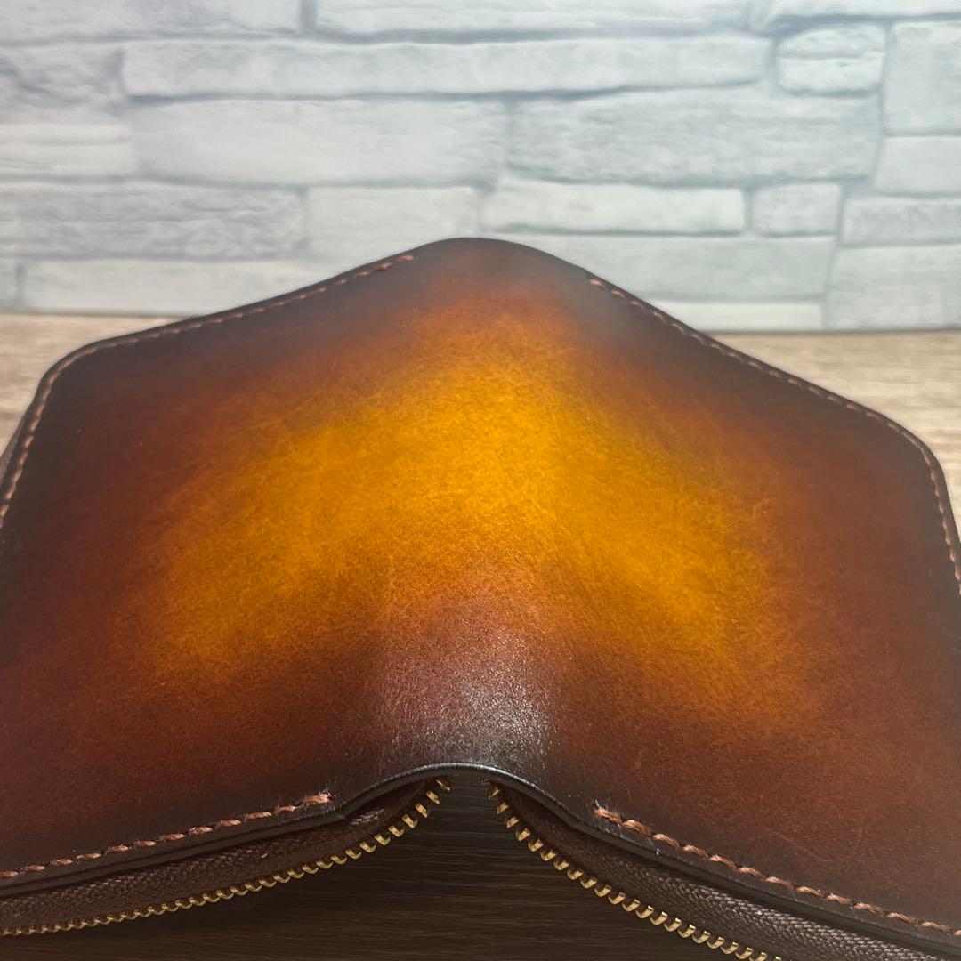 ルアーワレット　本革レザー　手染めアンティークキャメル　ハンドメイド　渓流