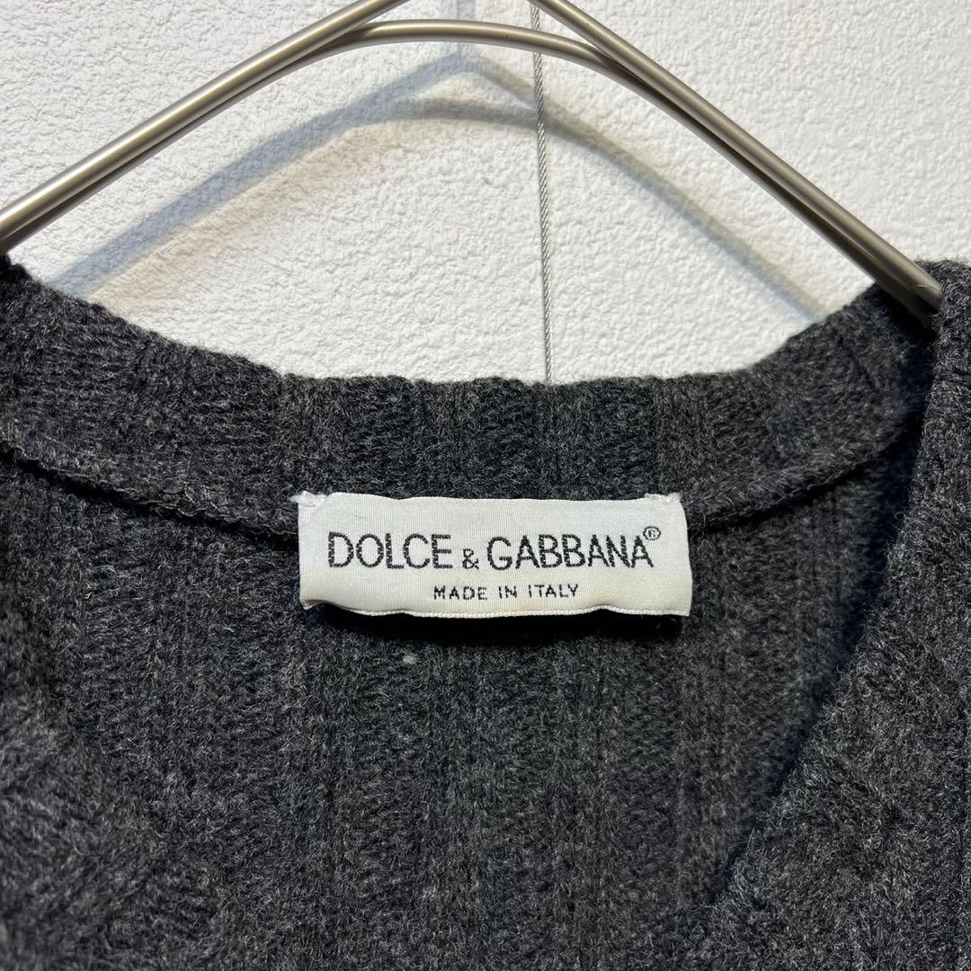 希少 美品 ドルチェアンドガッバーナ 上質 ウール Vネック リブ ニット 48