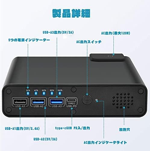 EWEMOSI ポータブル電源 129Wh/36000mAh AC出力対応 1p