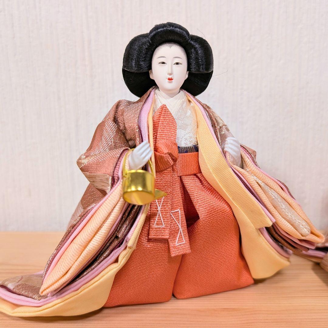 雛人形 三人官女 五人飾り 文様雛 長月作 ピンク 小さめ ひな人形 ひな祭り