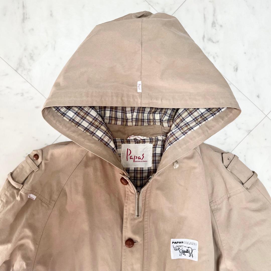 papas パパス モッズコート ミリタリージャケット ベージュブラウン M