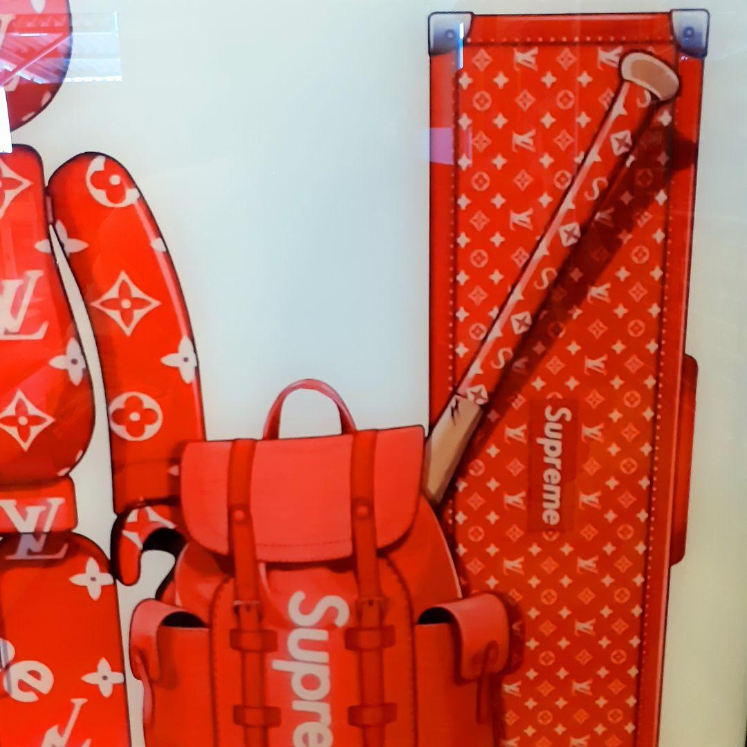 特殊ミラーアート　ベアブリック　Louis Vuitton　Supreme