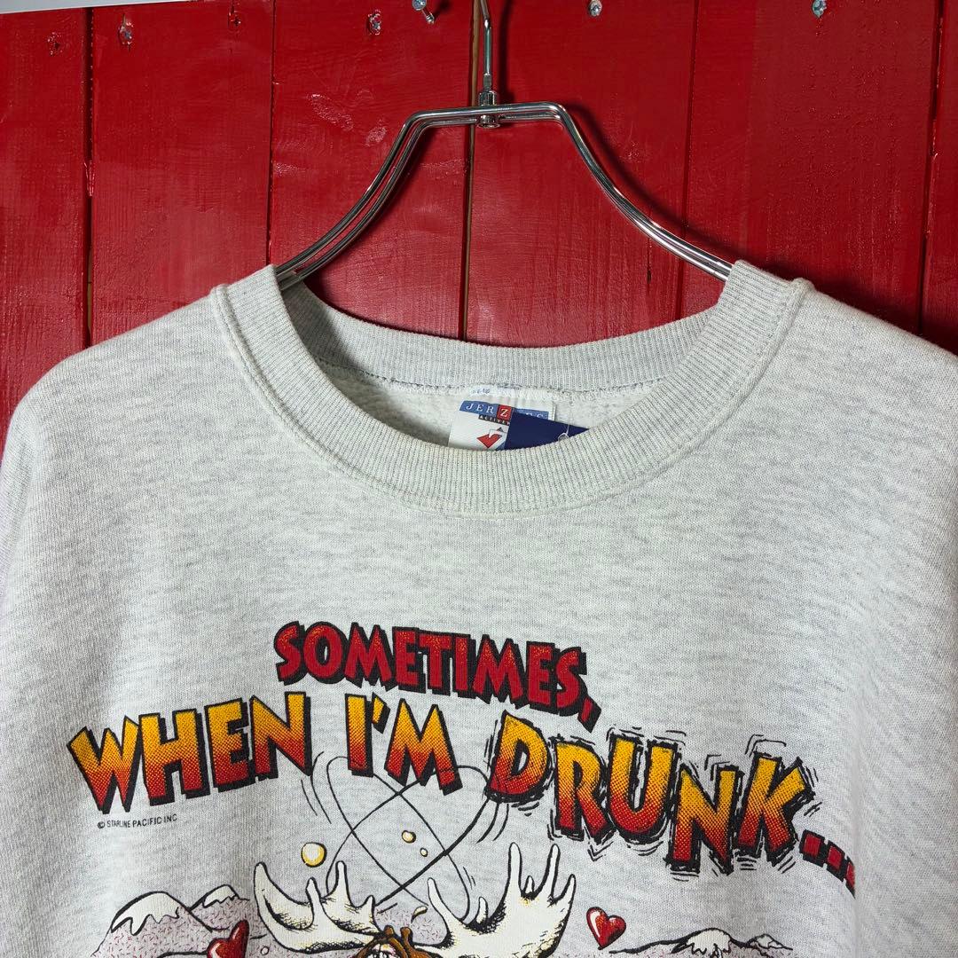 90s USA製　JERZEES セクシースウェット　ジョーク　鹿　酔っ払い