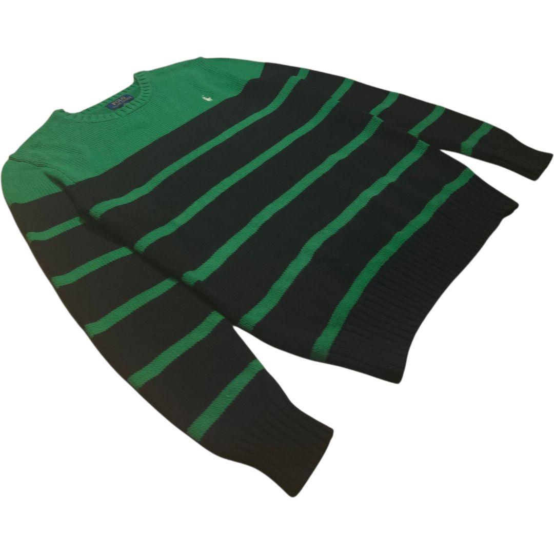 良色　ポロラルフローレン　ボーダーニットセーター　ワンポイント刺繍　POLO