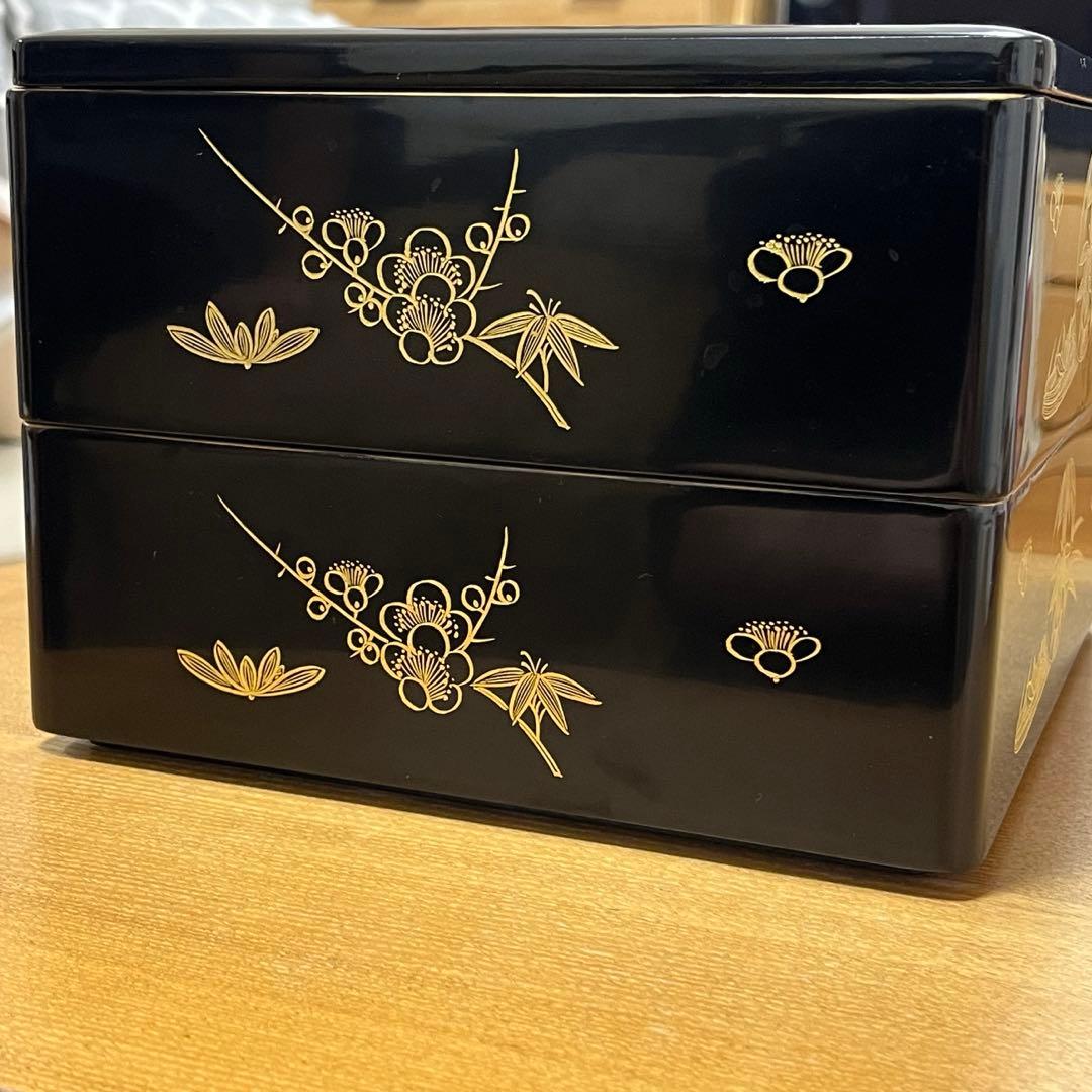 【桐箱付き】美品　輪島塗　2段重　輪島漆器　お重箱　伝統工芸品　骨董品　高級漆器