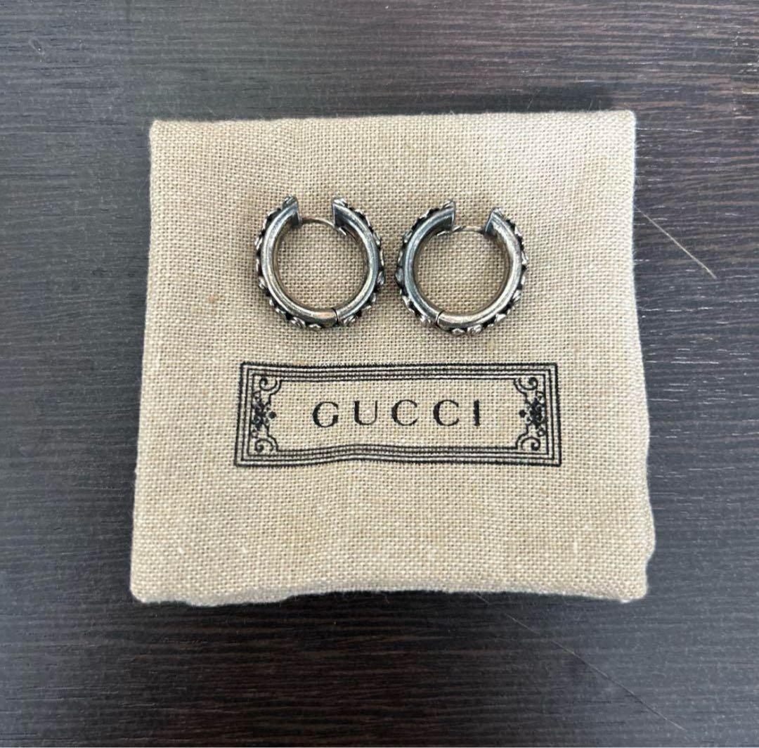 GUCCI 装飾 フラワー 花 フープ ピアス リング