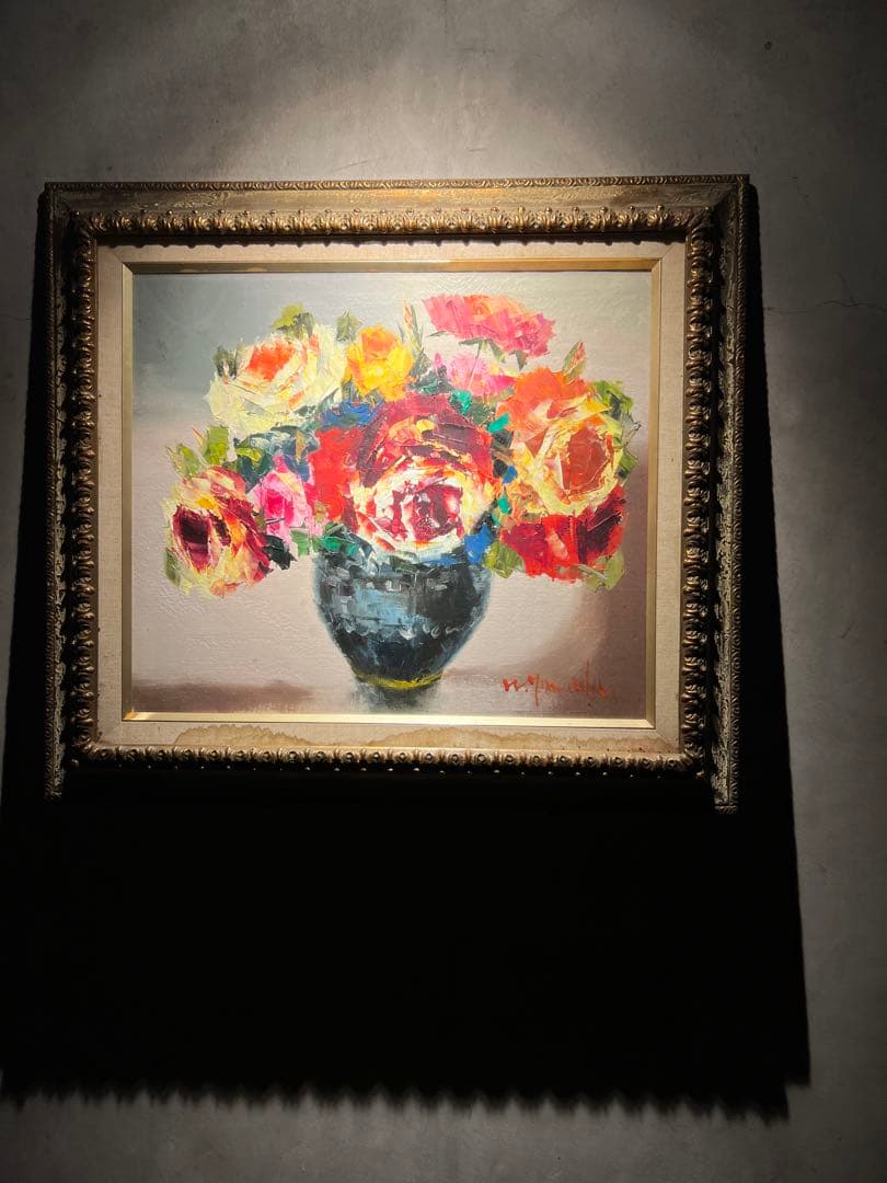 油彩画【薔薇】作者不明