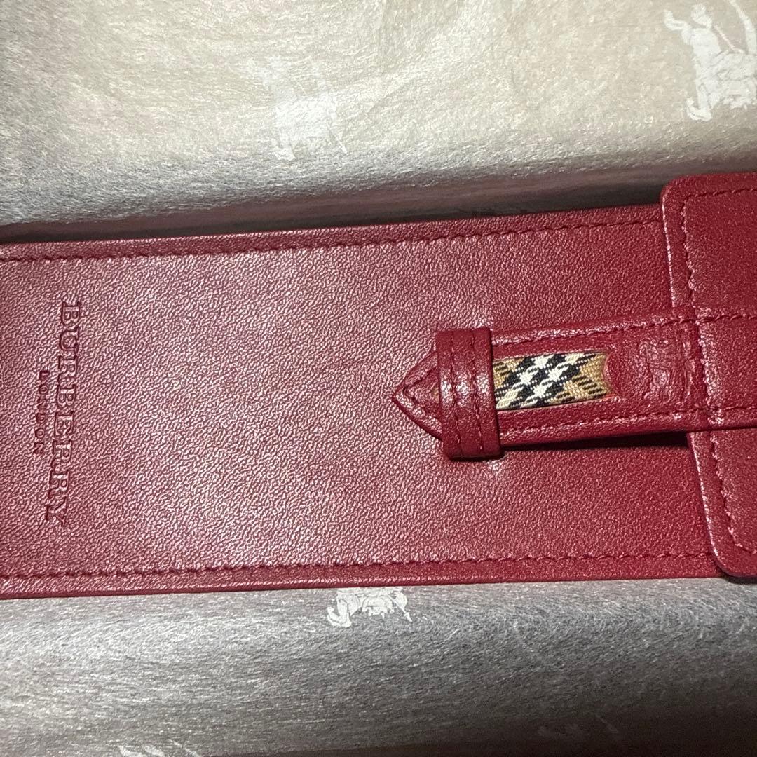 箱付 美品 バーバリー BURBERRY ペンケース 筆箱 赤 万年筆ケース