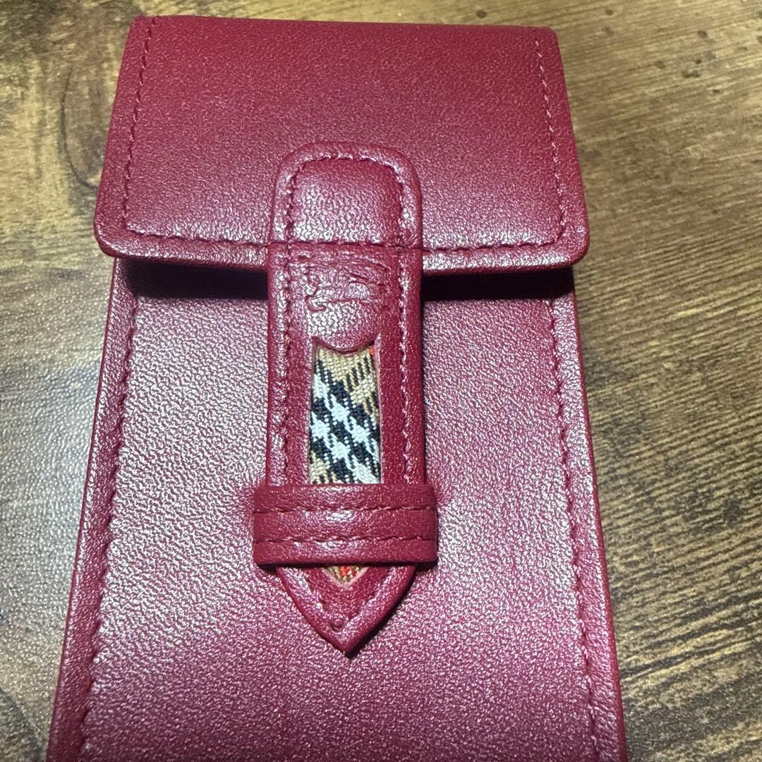 箱付 美品 バーバリー BURBERRY ペンケース 筆箱 赤 万年筆ケース