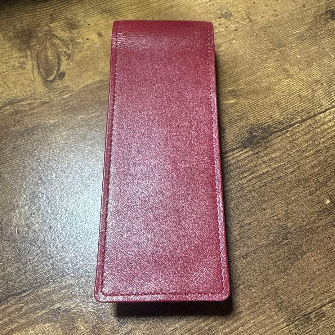 箱付 美品 バーバリー BURBERRY ペンケース 筆箱 赤 万年筆ケース