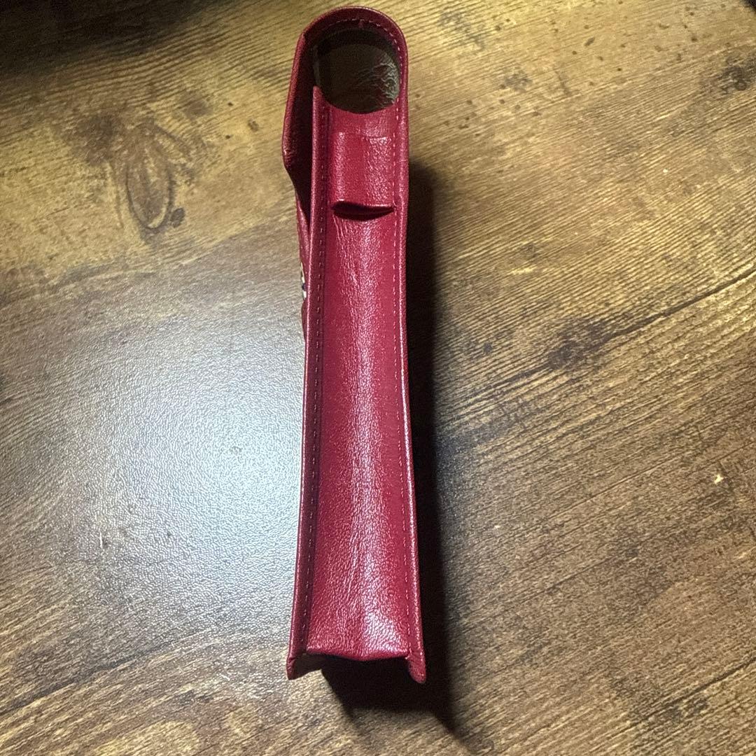 箱付 美品 バーバリー BURBERRY ペンケース 筆箱 赤 万年筆ケース