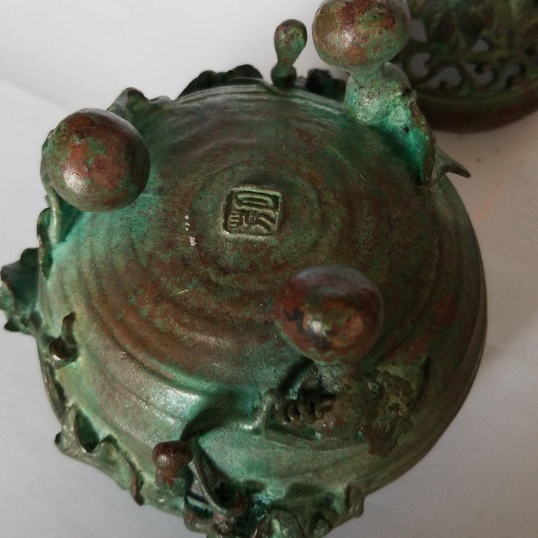 骨董　高級　青銅瓢箪の香炉