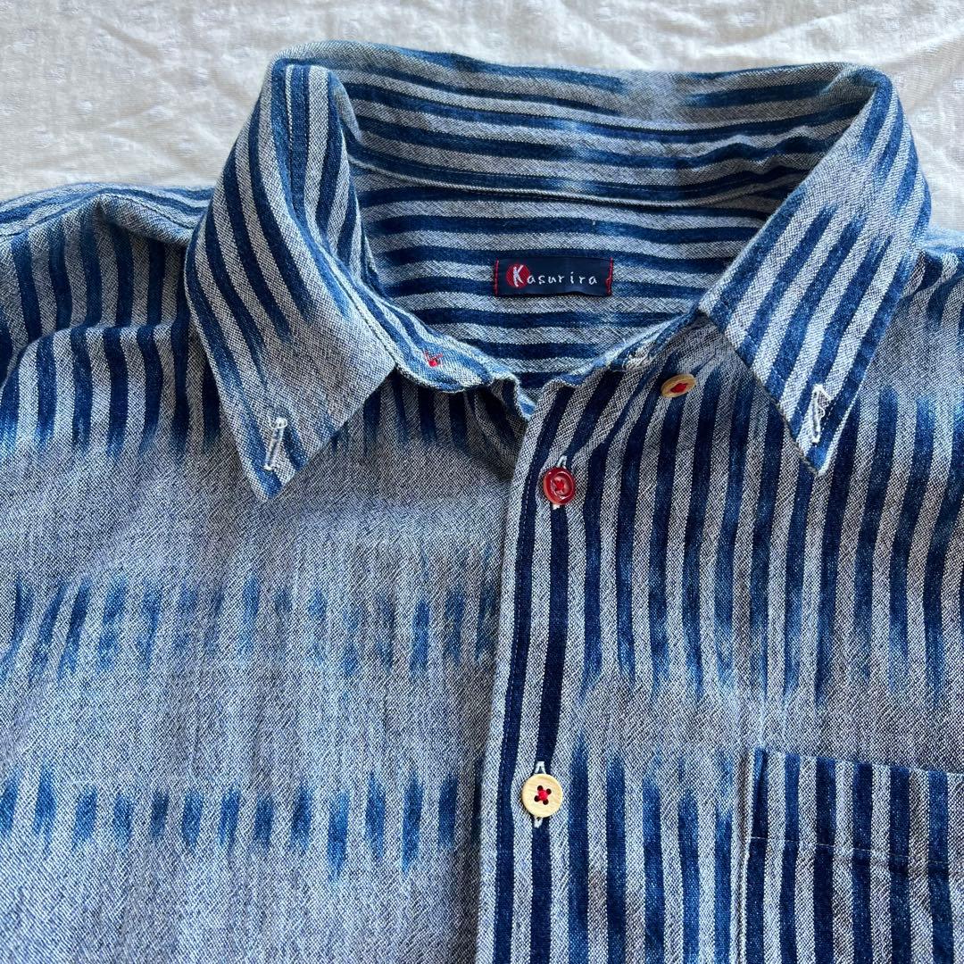 カスリラ kasurira 備後節織 ゆったりカジュアル シャツ 藍染