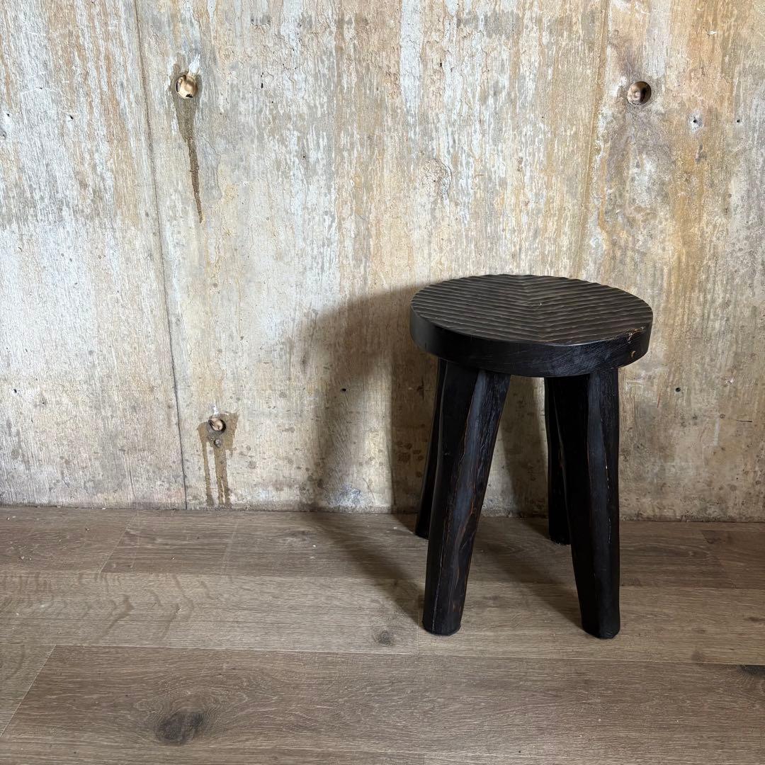 ヴィンテージ　スツール　ヘリンボーン柄　4本脚