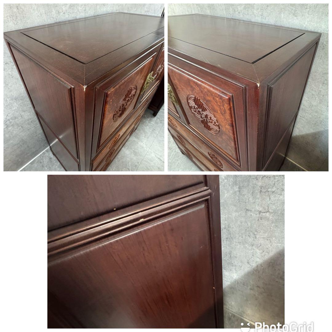 重厚な存在感　中国家具 花梨材 唐木 4段 チェスト 無垢 高級飾り家具