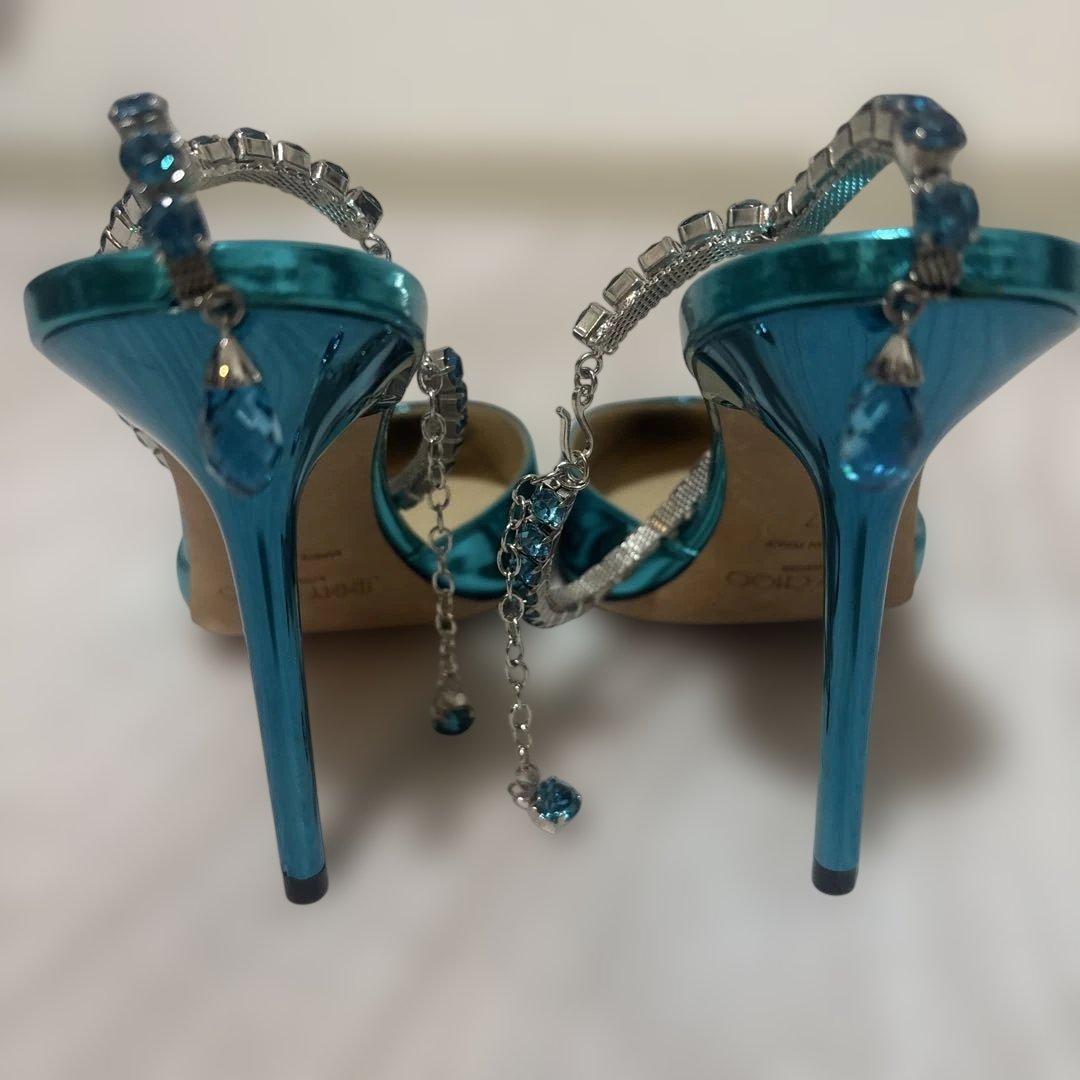 JIMMY CHOO SAEDA100 & CIBELLE ティールサンダル