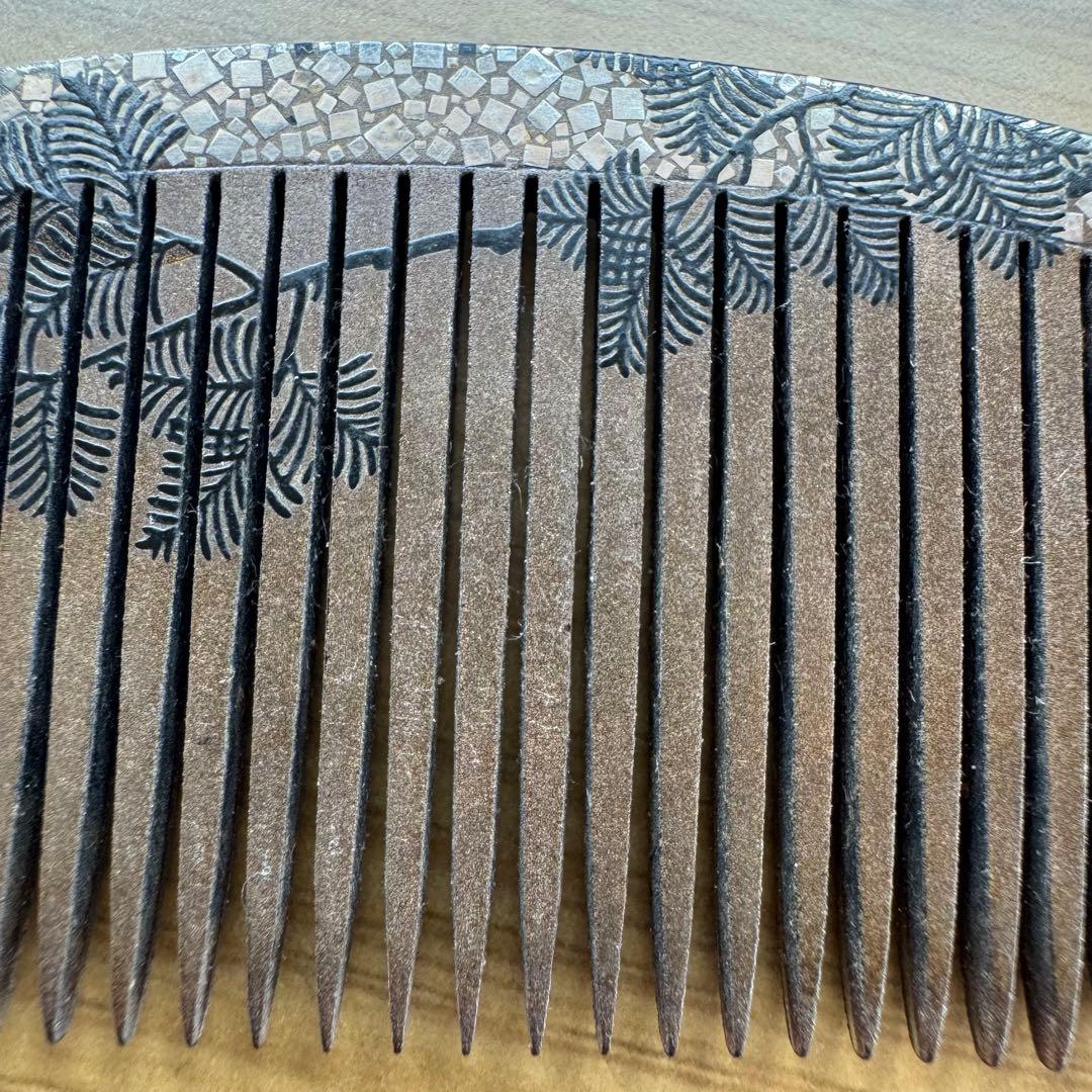 櫛　レトロ　在銘あり　和物　銀　松