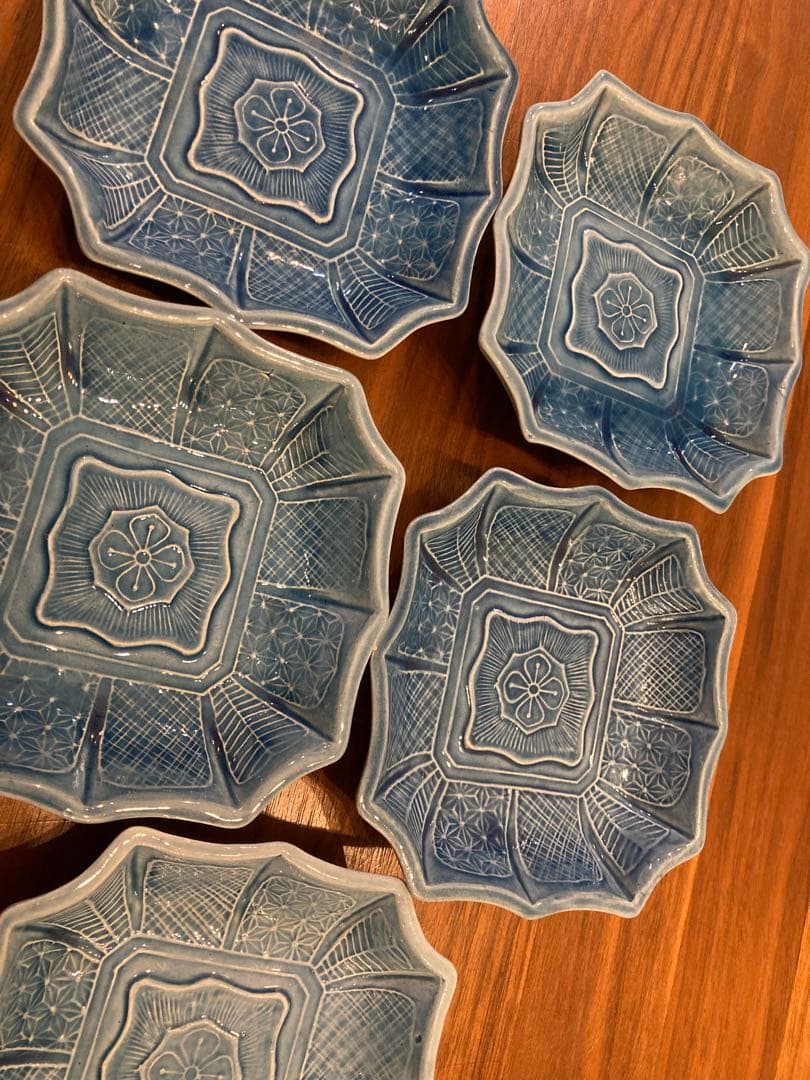 美品　淡路珉平焼　五客