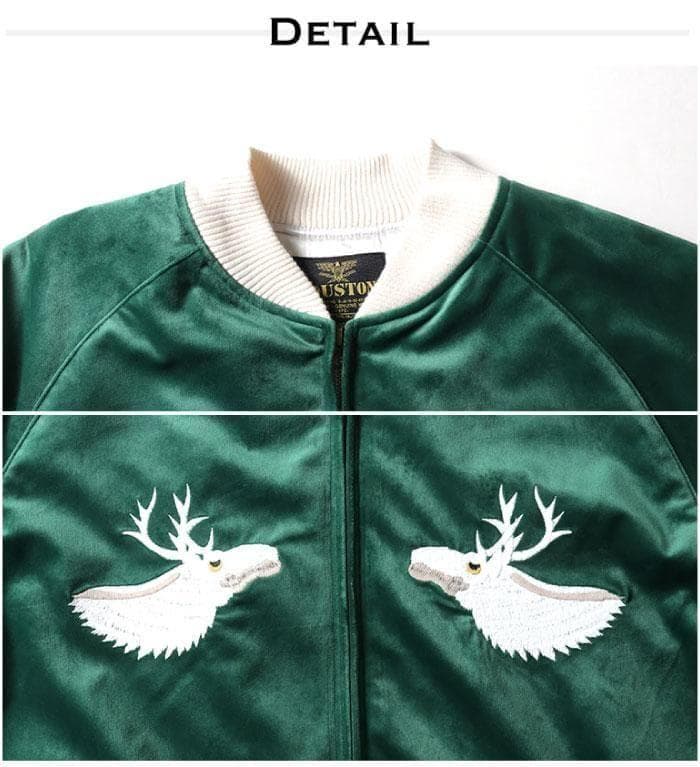 新品＊HOUSTON 別珍 スーベニアジャケット トナカイ柄 ブラック XL