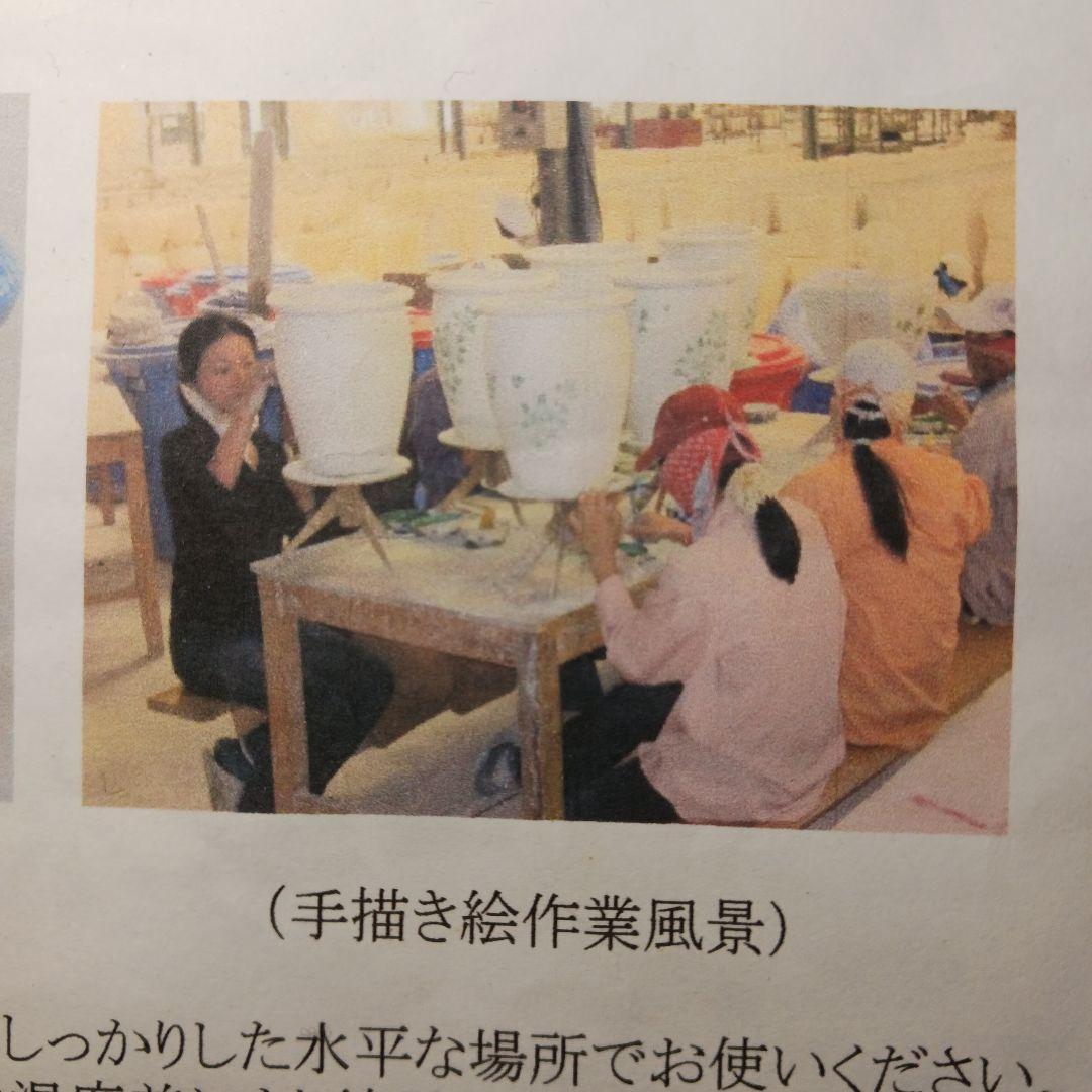 新品　特大　∅50　 陶器　睡蓮鉢　メダカ鉢　手書き絵　花柄　手造り　高級品LB