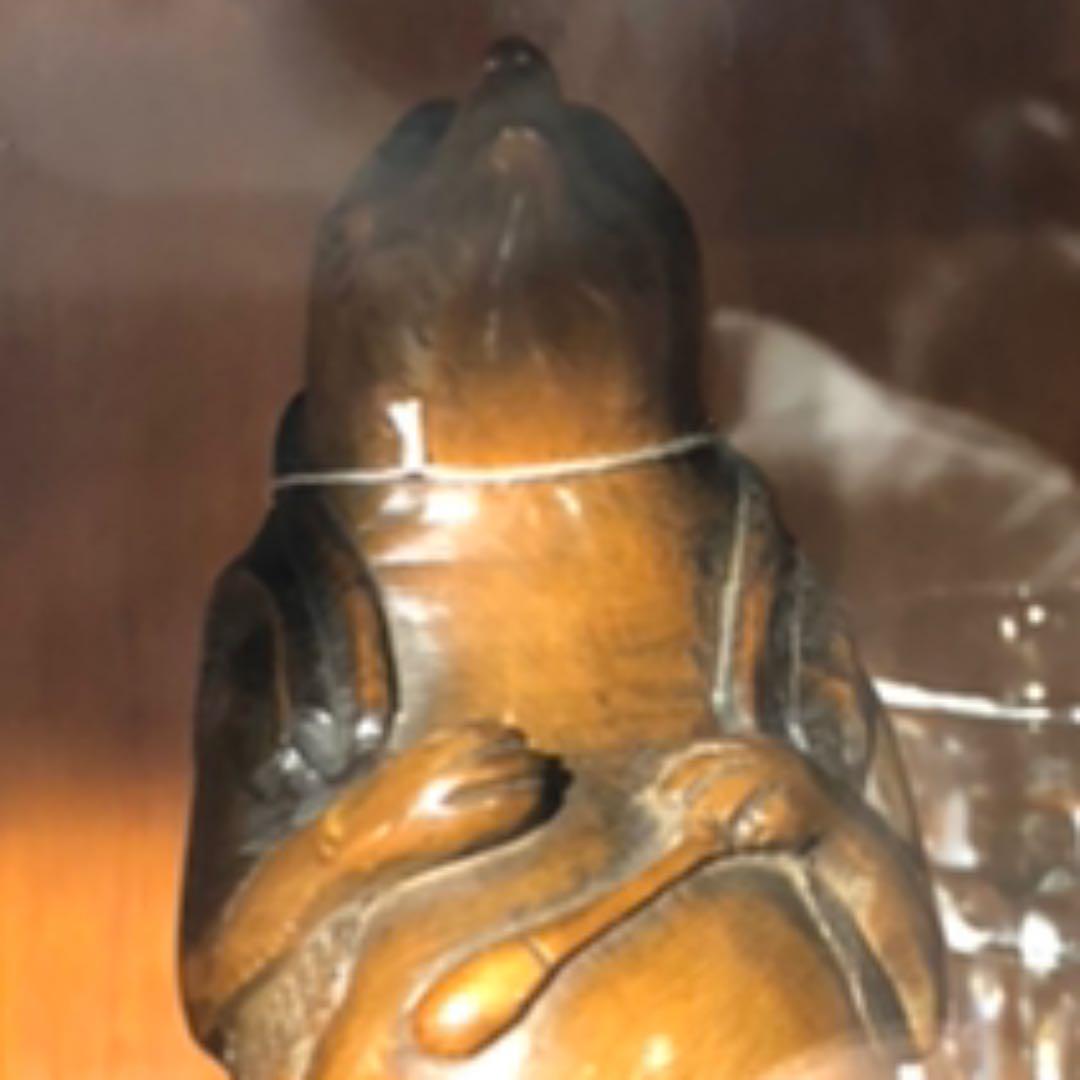 黄楊木　玉山彫　狸置物