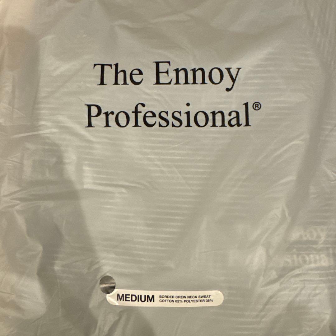 エンノイ　ボーダー　クルーネックスウェット　ブラック　Mサイズ