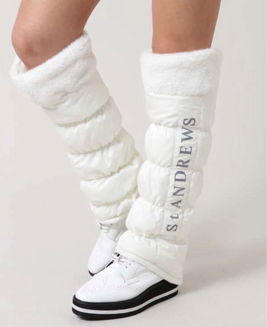 ゴルフウェア小物 レディース 女性用 レッグウォーマー白黒